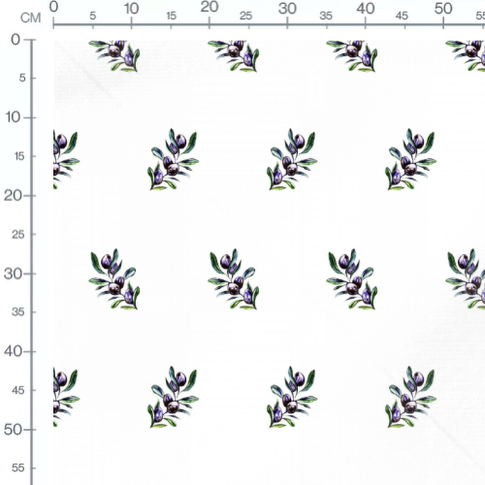 Tissu - Brindilles d'olives aquarelle