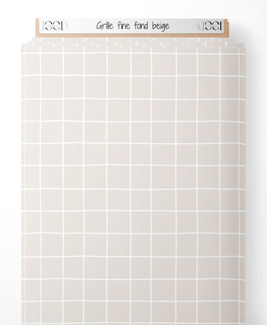 Tissu - Grille fine sur fond beige