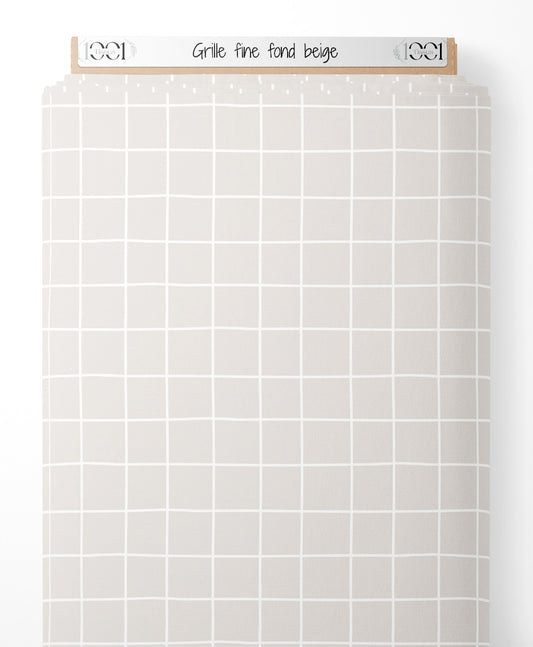 Tissu - Grille fine sur fond beige