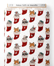 Tissu - Animaux festifs en chaussettes