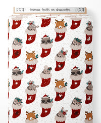 Tissu - Animaux festifs en chaussettes