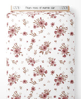 Tissu - Fleurs roses et marron clair