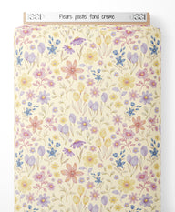 Tissu - Fleurs pastel sur fond crème