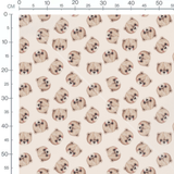 Tissu - Ours beige et marron sur crème