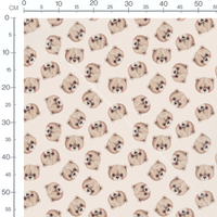 Tissu - Ours beige et marron sur crème