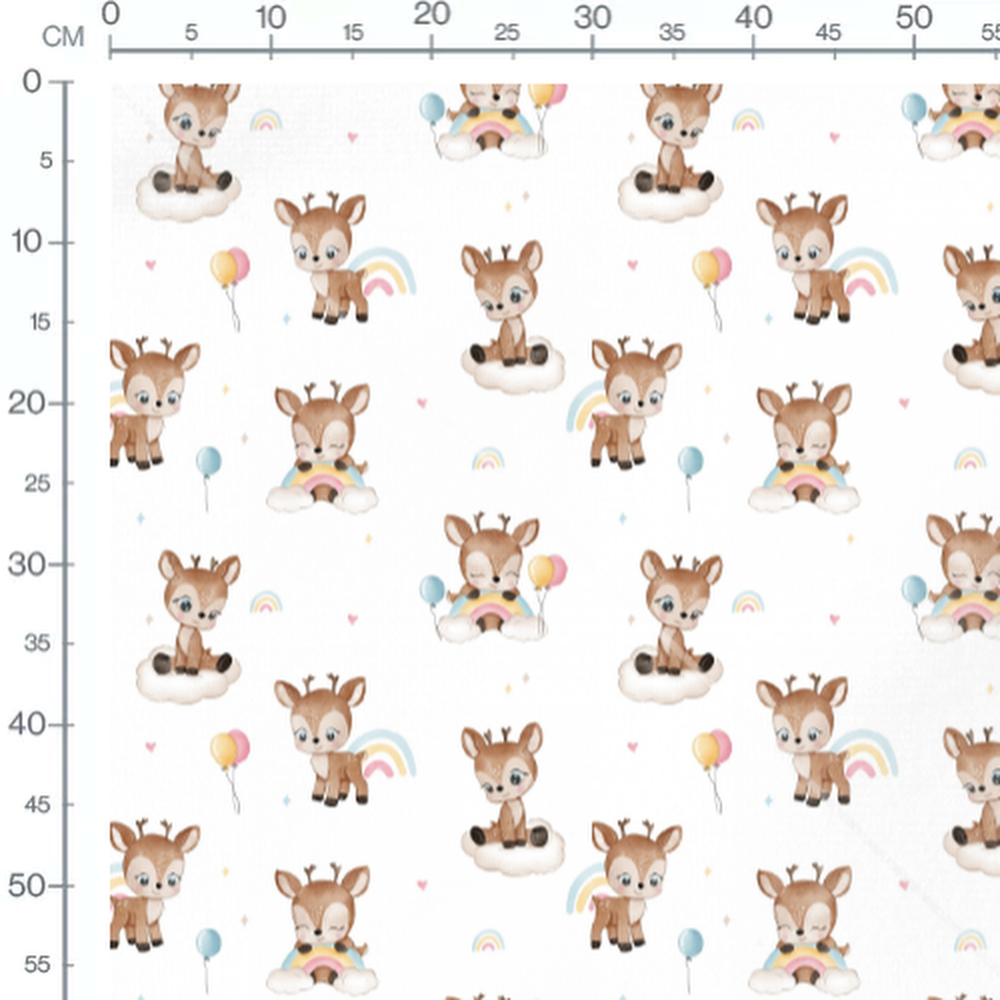 Tissu - Faons et ballons colorés