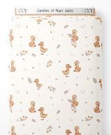 Tissu - Canetons et fleurs claires