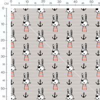 Tissu - Lapins pirates rayés