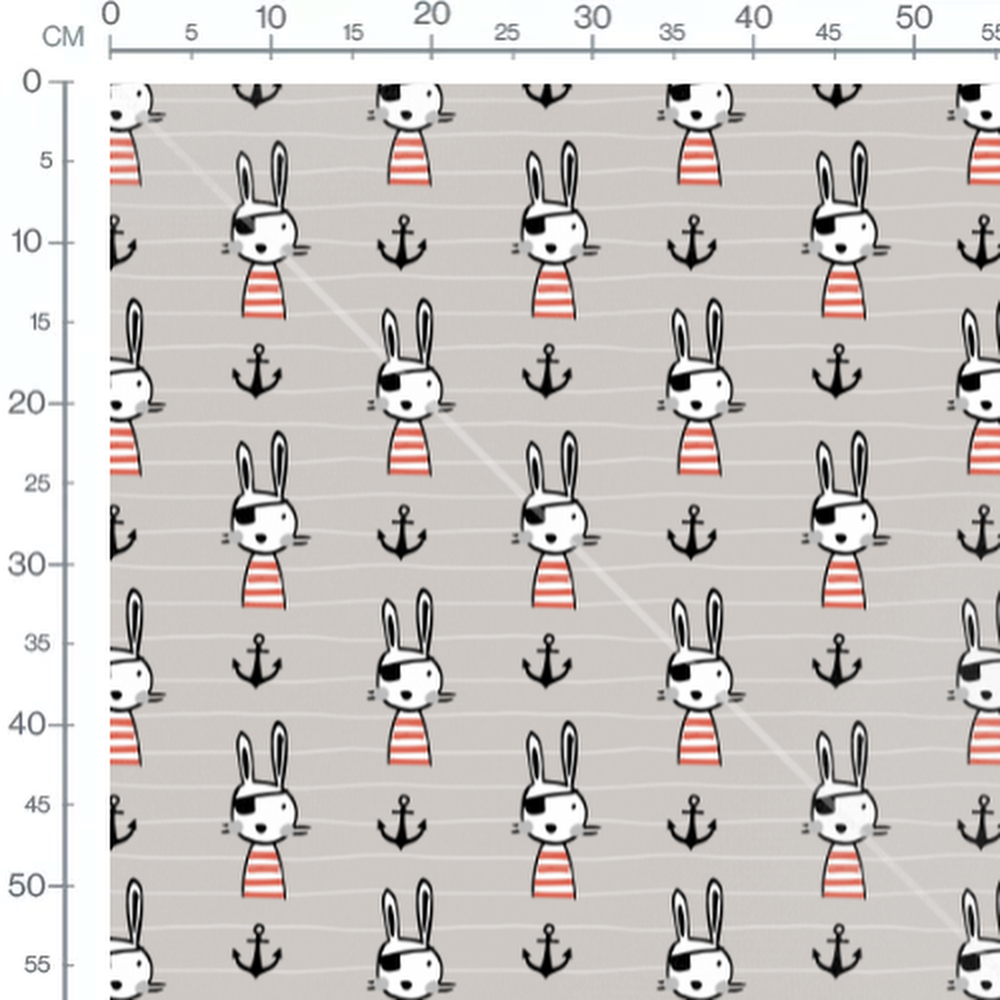 Tissu - Lapins pirates rayés