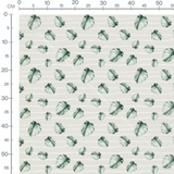 Tissu - Feuilles vertes sur rayures