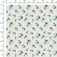 Tissu - Feuilles vertes sur rayures