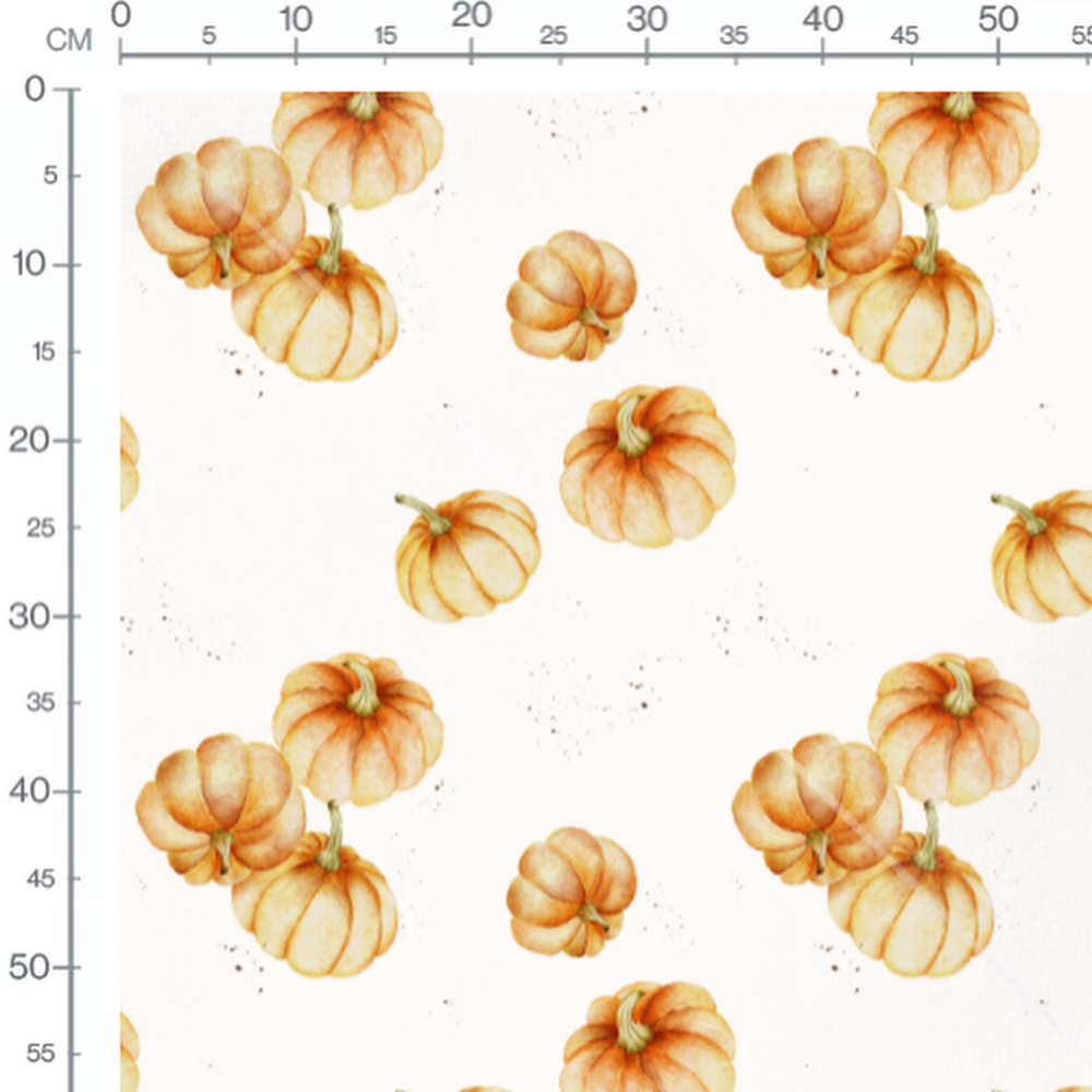 Tissu - Citrouilles aquarelle fond blanc