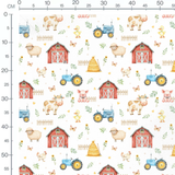 Tissu - Ferme colorée et tracteurs
