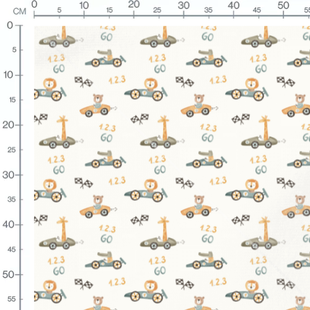 Tissu - Animaux en voitures de course