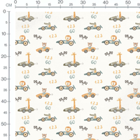 Tissu - Animaux en voitures de course