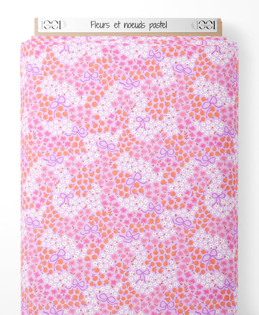 Tissu - Fleurs et nœuds pastel