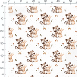 Tissu - Raton laveur et lapin câlin