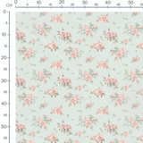 Tissu - Roses vintage sur fond vert