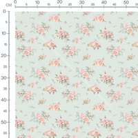 Tissu - Roses vintage sur fond vert