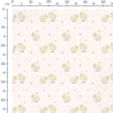 Tissu - Poussins et fleurs blanches