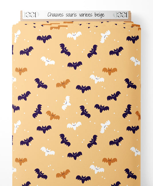 Tissu - Chauves-souris variées beige