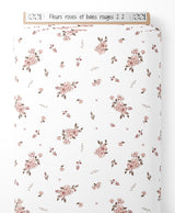 Tissu - Fleurs roses et baies rouges 2 2
