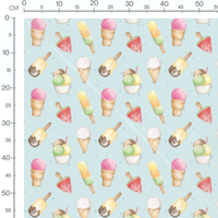 Tissu - Glaces variées sur fond bleu