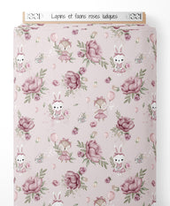 Tissu - Lapins et faons roses ludiques