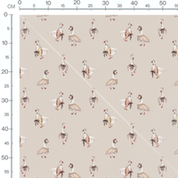 Tissu - Oies pastel en tenues vintage