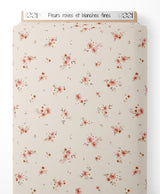 Tissu - Fleurs roses et blanches fines