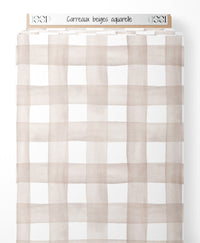 Tissu - Carreaux beiges aquarelle