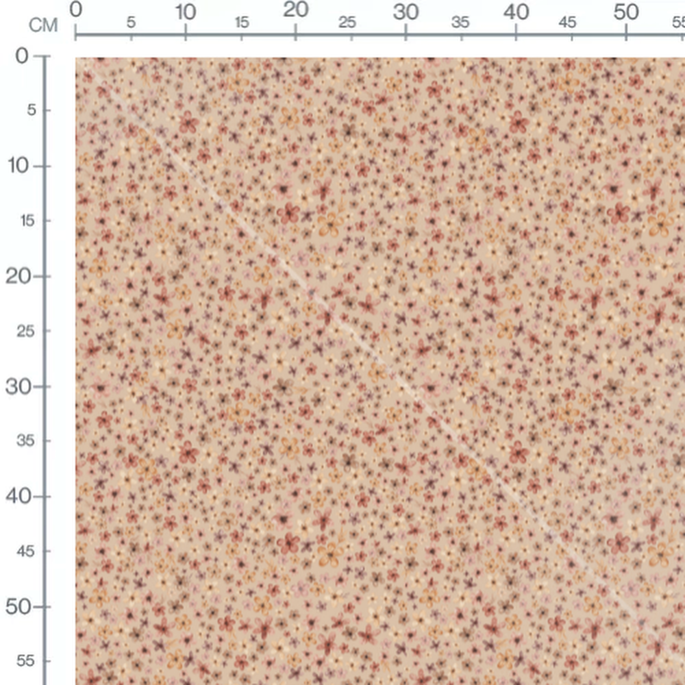 Tissu - Fleurs roses et brunes sur beige