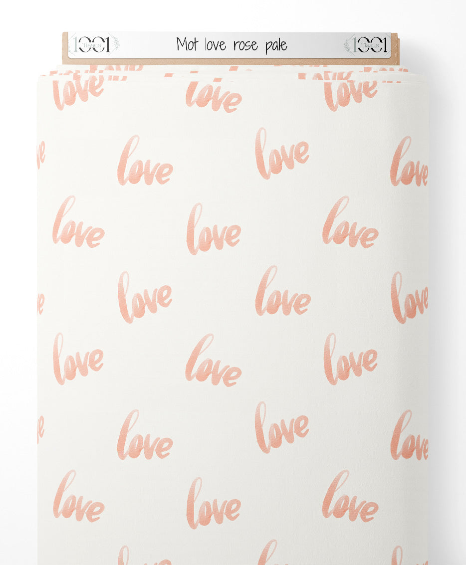 Tissu - Mot love rose pâle