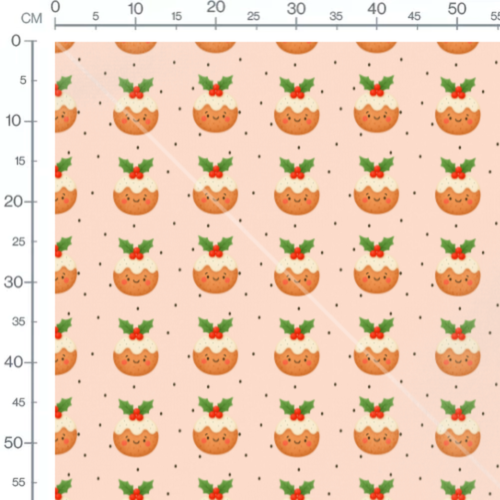 Tissu - Puddings de Noël souriants