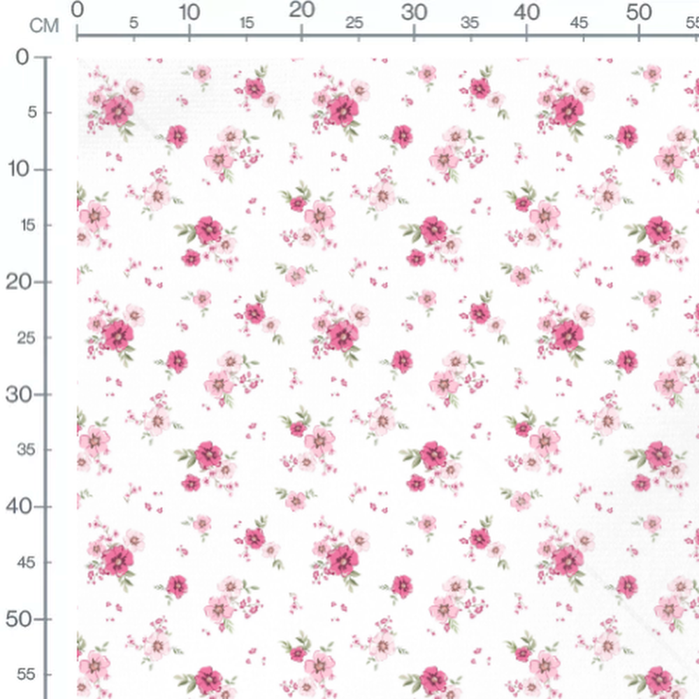 Tissu - Fleurs délicates sur blanc