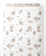 Tissu - Souris blanches et étoiles pastel