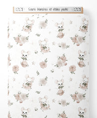 Tissu - Souris blanches et étoiles pastel