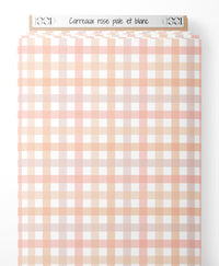 Tissu - Carreaux rose pâle et blanc