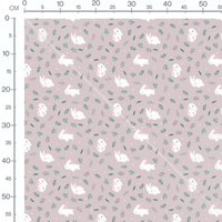 Tissu - Lapins blancs et feuillage