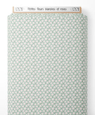 Tissu - Petites fleurs blanches et roses