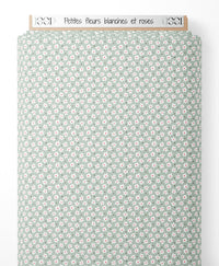 Tissu - Petites fleurs blanches et roses