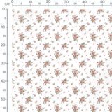 Tissu - Brindilles roses sur blanc