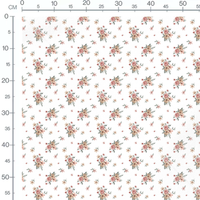 Tissu - Brindilles roses sur blanc