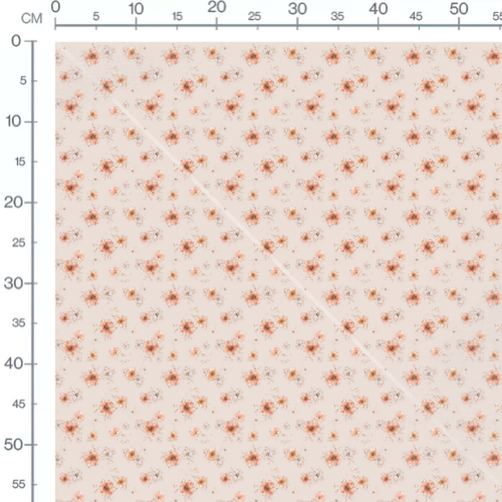 Tissu - Fleurs roses et oranges esquissées