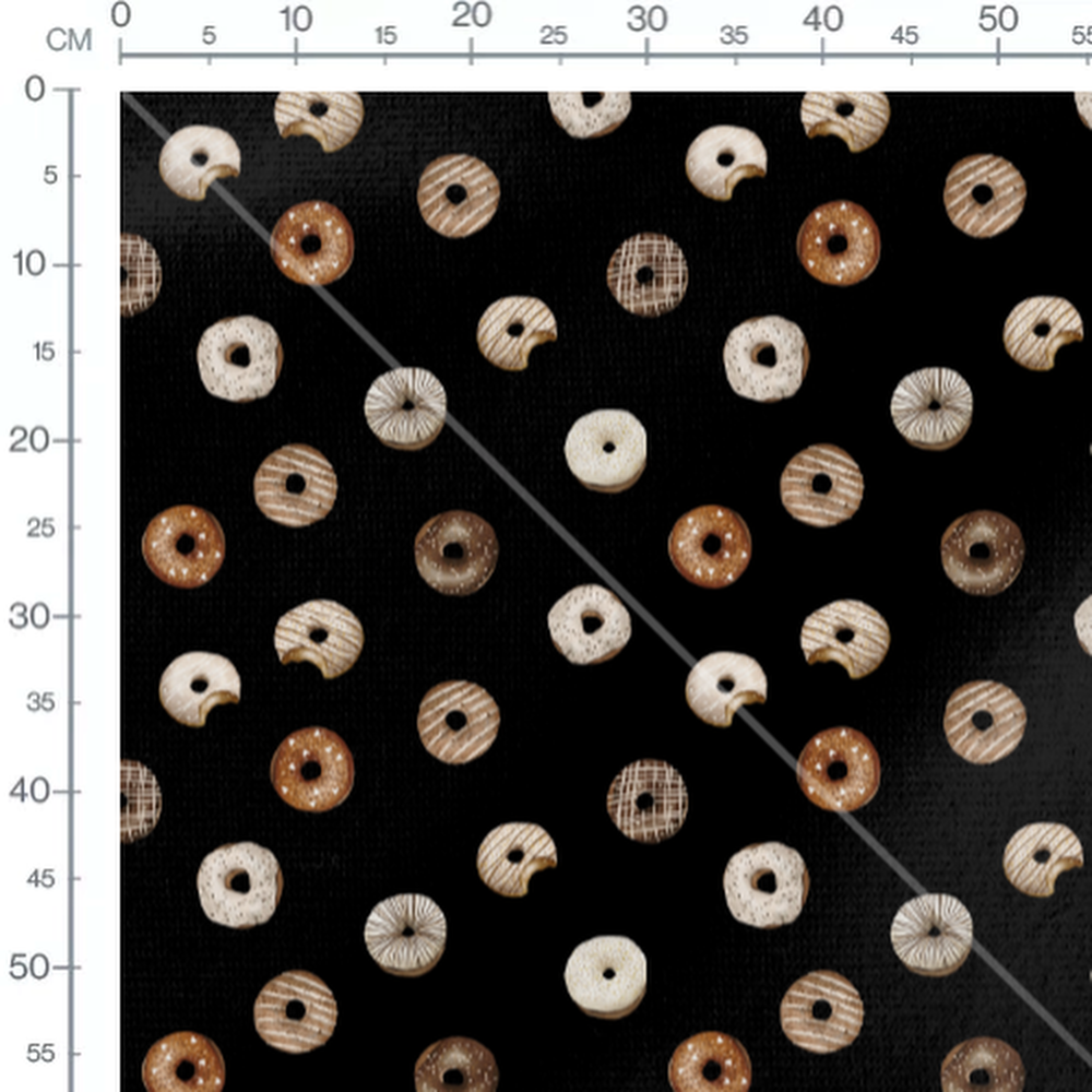Tissu - Donuts variés sur fond noir