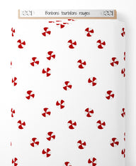 Tissu - Bonbons tourbillons rouges