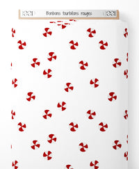 Tissu - Bonbons tourbillons rouges