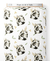 Tissu - Briques de lait et feuilles