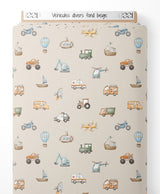 Tissu - Véhicules divers sur fond beige