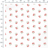 Tissu - Baies rouges sur fond blanc